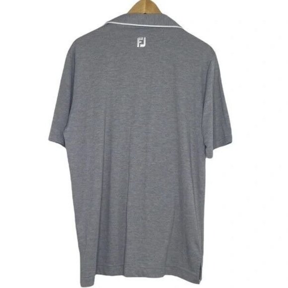 FJ FootJoy Polo Mens Gray Athletic Fit Short Sleeve Front Pocket Golf Shirt Sz L - Picture 3 of 11